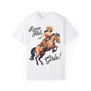 Raise Hell Girls Cowgirl T-Shirt – Vintage Western Pin-Up Graphic Tee